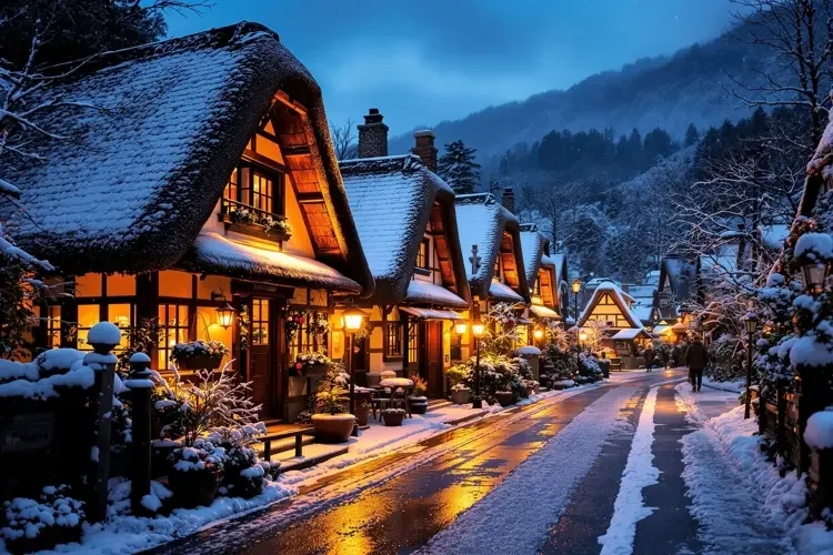 白川乡合掌村的雪夜-色七影院旅拍手记